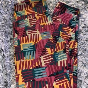 Lularoe Stripes & Multicolor Geometric Leggings OS